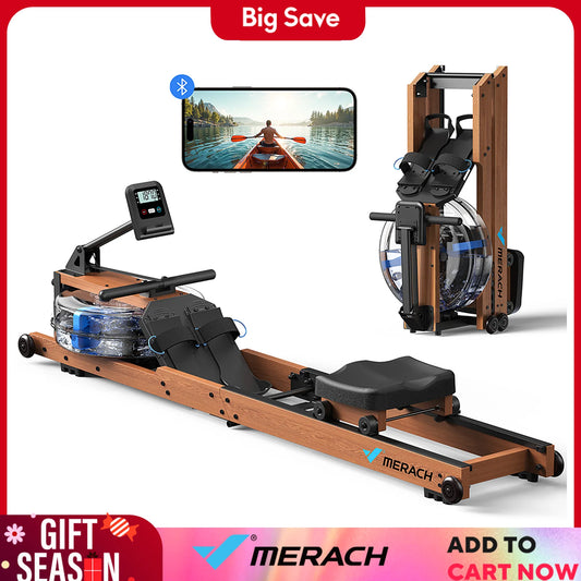 MERACH Water Rowing Machine for Home, 400LBS Weight Capacity, Dedicated Monitor and Comfortable Seat