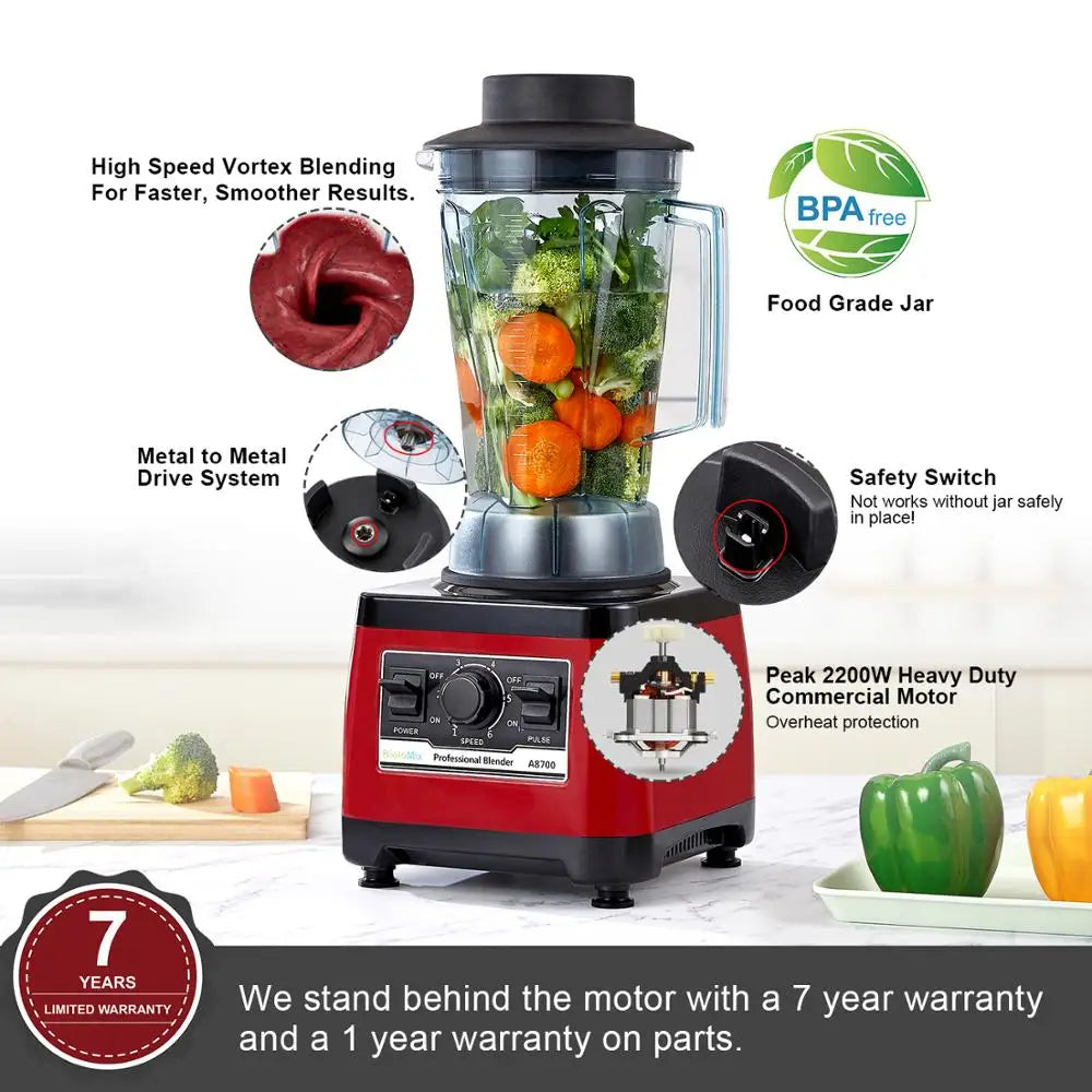 BPA Free Heavy Duty Commercial Grade Blender Professional Mixer Juicer Ice Smoothies Peak 2200W