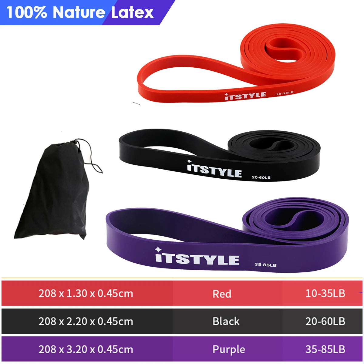 Rubber Resistance Bands for Fitness, Yoga, Crossfit Power Expander Hanging, 41"  208cm