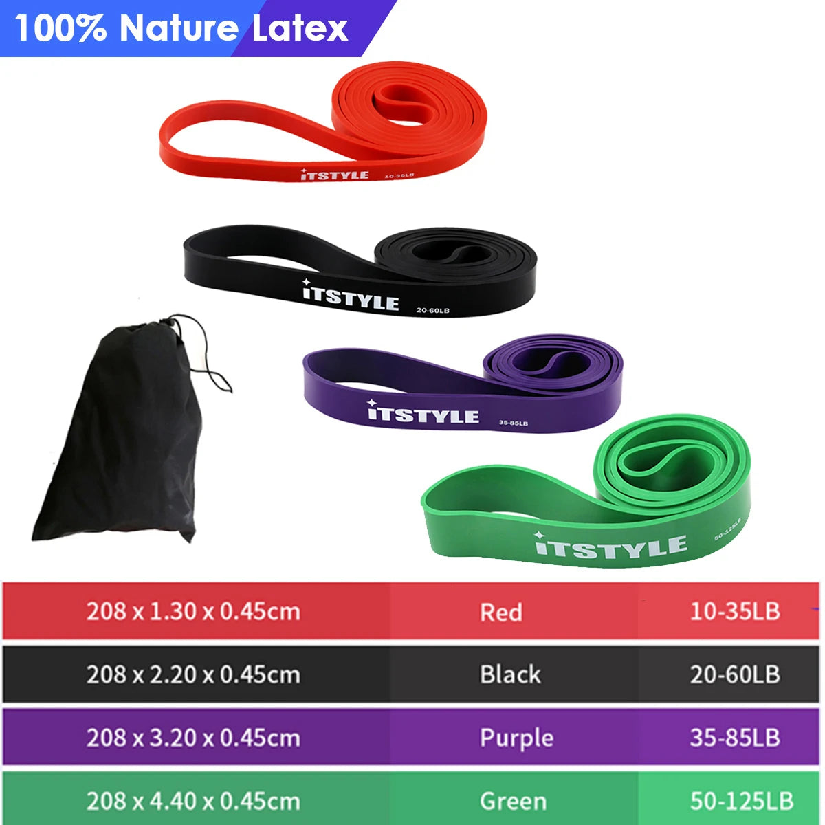 Rubber Resistance Bands for Fitness, Yoga, Crossfit Power Expander Hanging, 41"  208cm