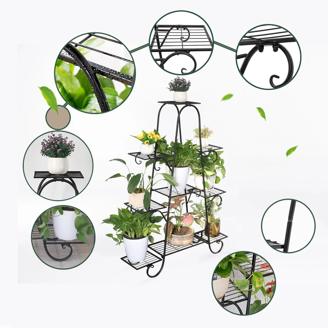 9 Tier Metal Shelf Plant Stand Multilayer Potted Planters Display Indoor,Outdoor,Patio,Garden