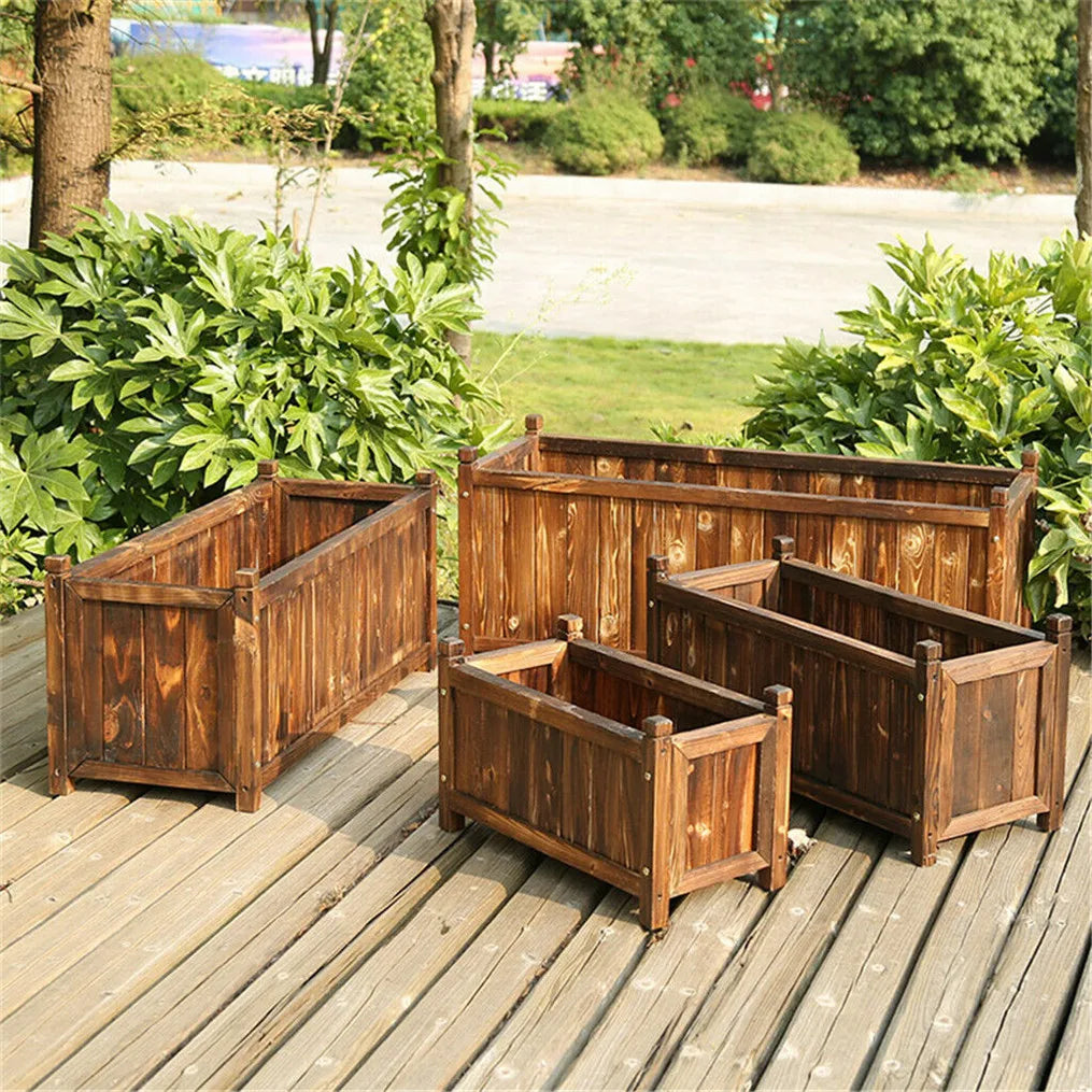 Wooden Raised Flower Bed Indoor Outdoor Vegetable Herb Planter Garden Display