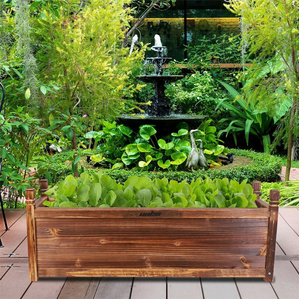 Wooden Raised Flower Bed Indoor Outdoor Vegetable Herb Planter Garden Display