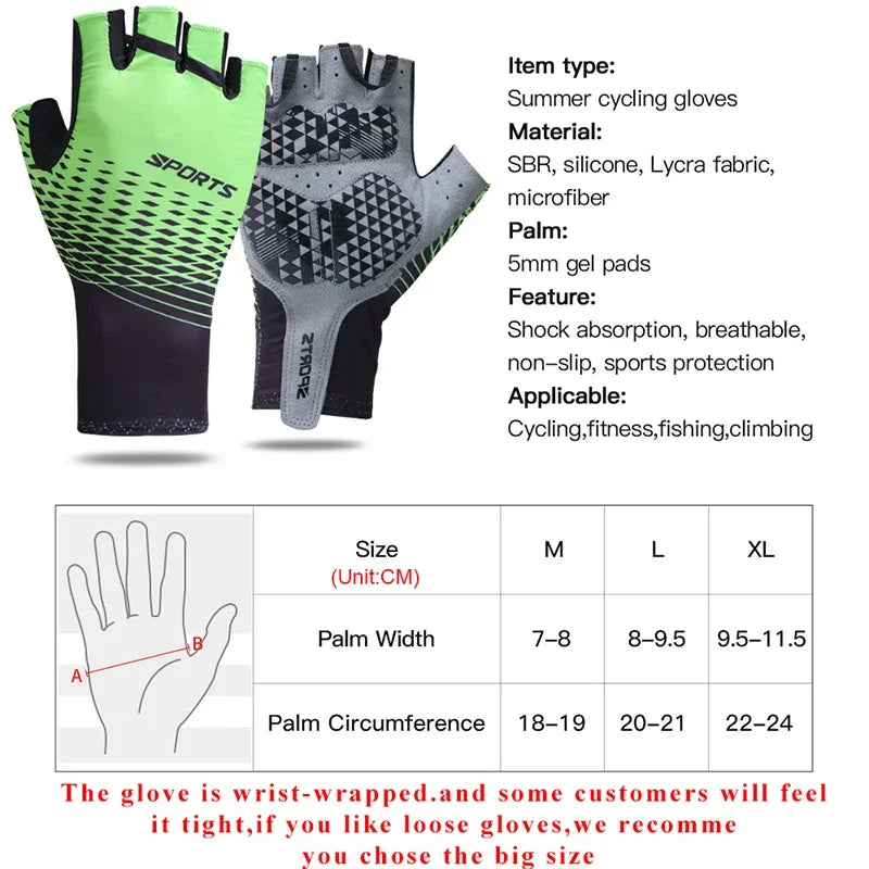 Half Finger Cycling Gloves for Men & Women - Breathable MTB Road Racing Riding Gloves with Pad