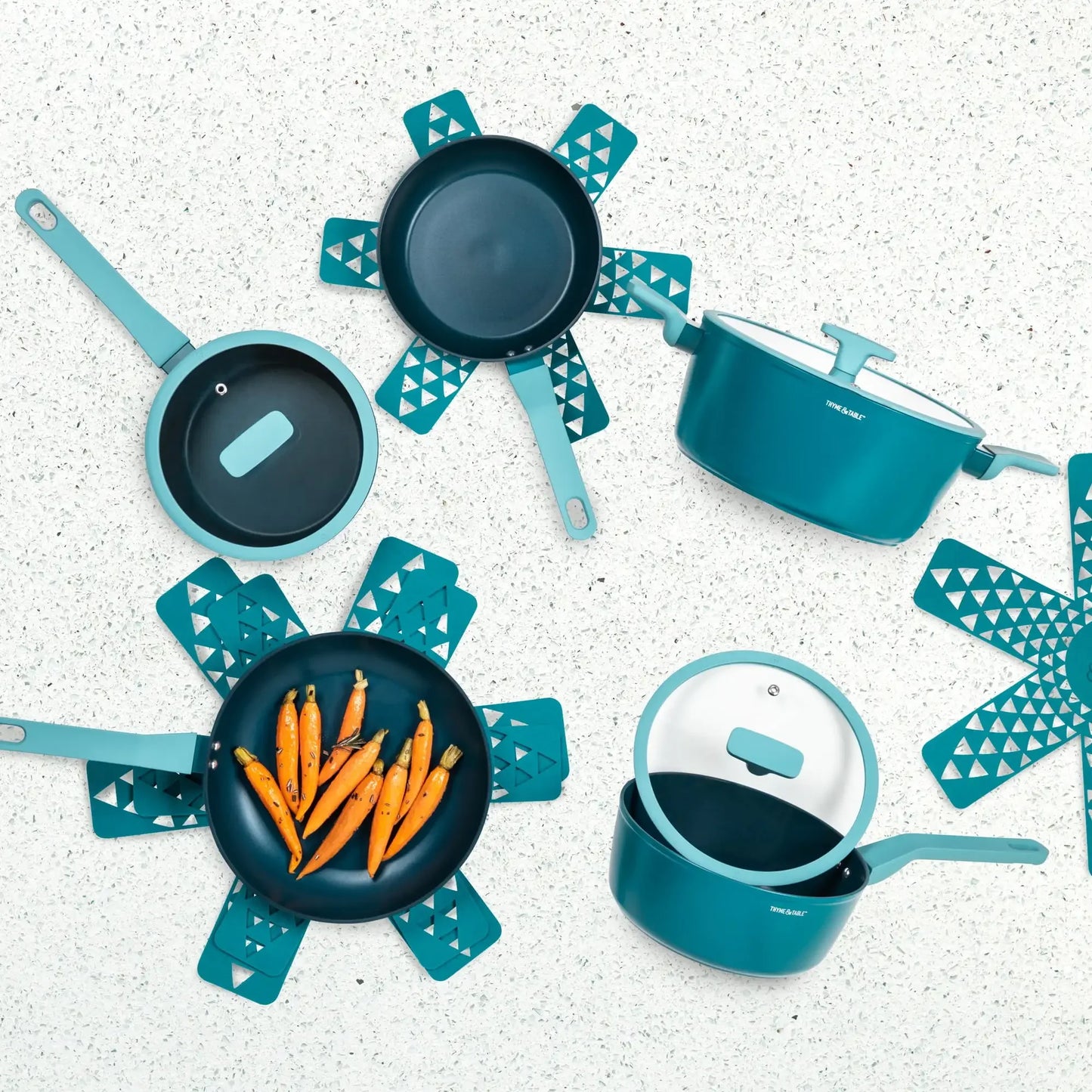 Eden 12 Piece Cookware Set Non-Stick - Peacock Blue