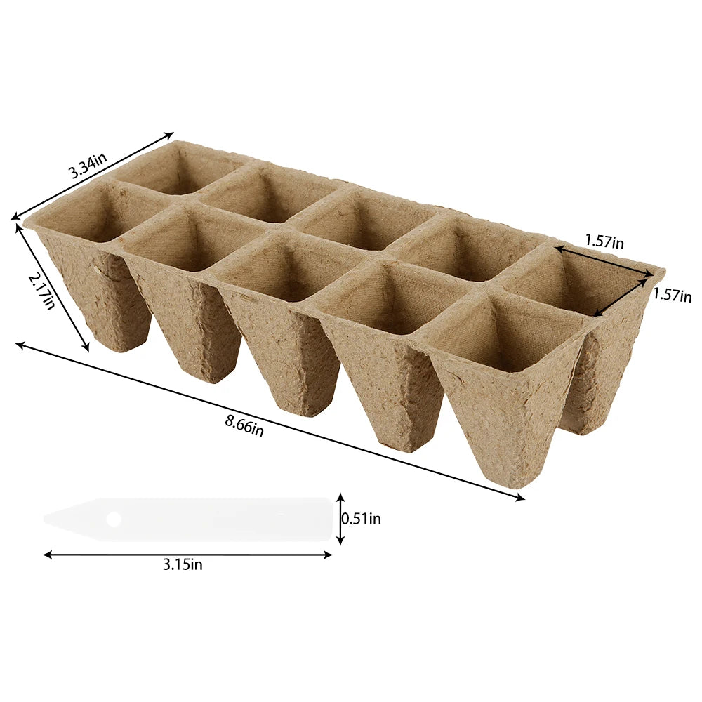 10/20Pcs Seed Starter Tray 10 Cells Biodegradable Pots Seedling Germination Trays for Garden Balcony