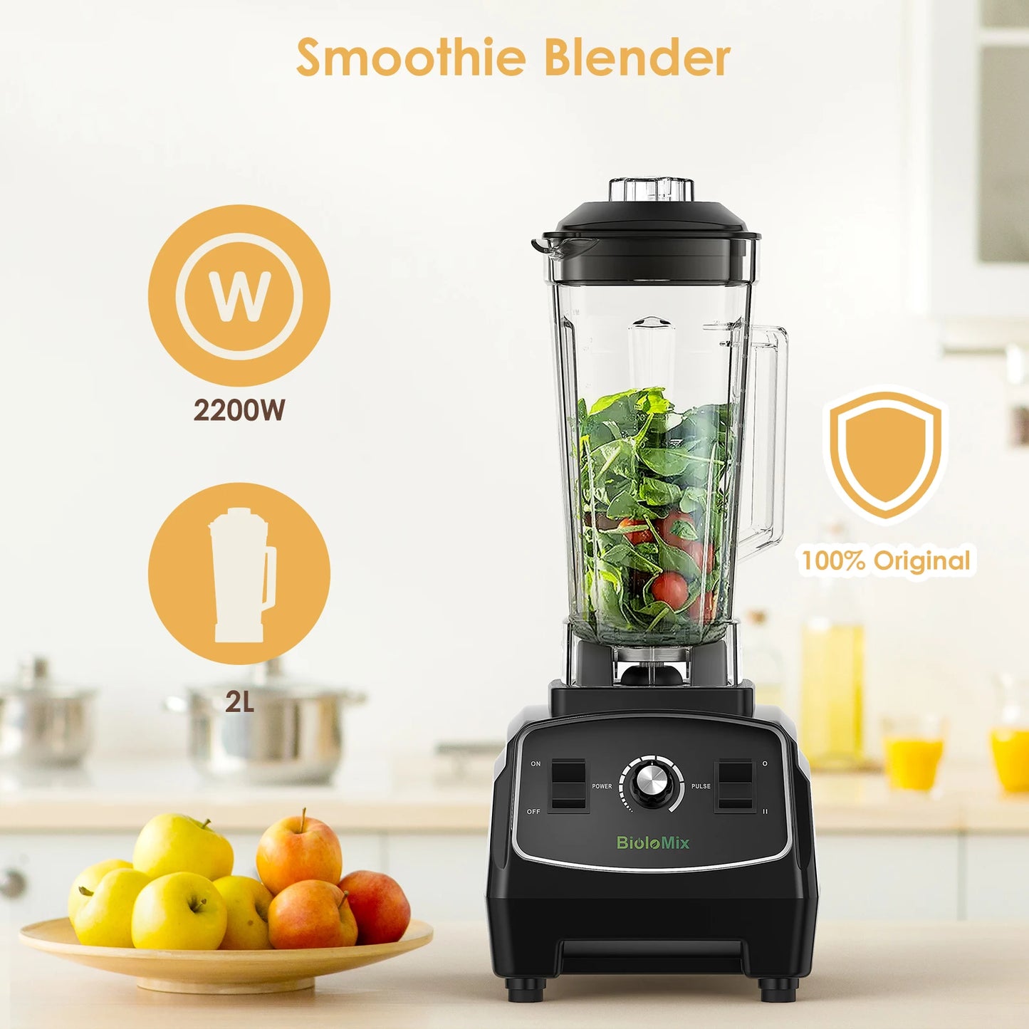 BPA Free 3HP 2200W Heavy Duty Commercial Grade Blender, Mixer, Juicer, Smoothie Maker