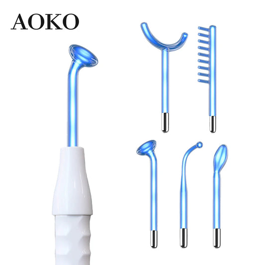 AOKO Blue 5-in-1 High Frequency Facial Machine For Hair Face Anti Aging Therapy Acne Tool Fusion