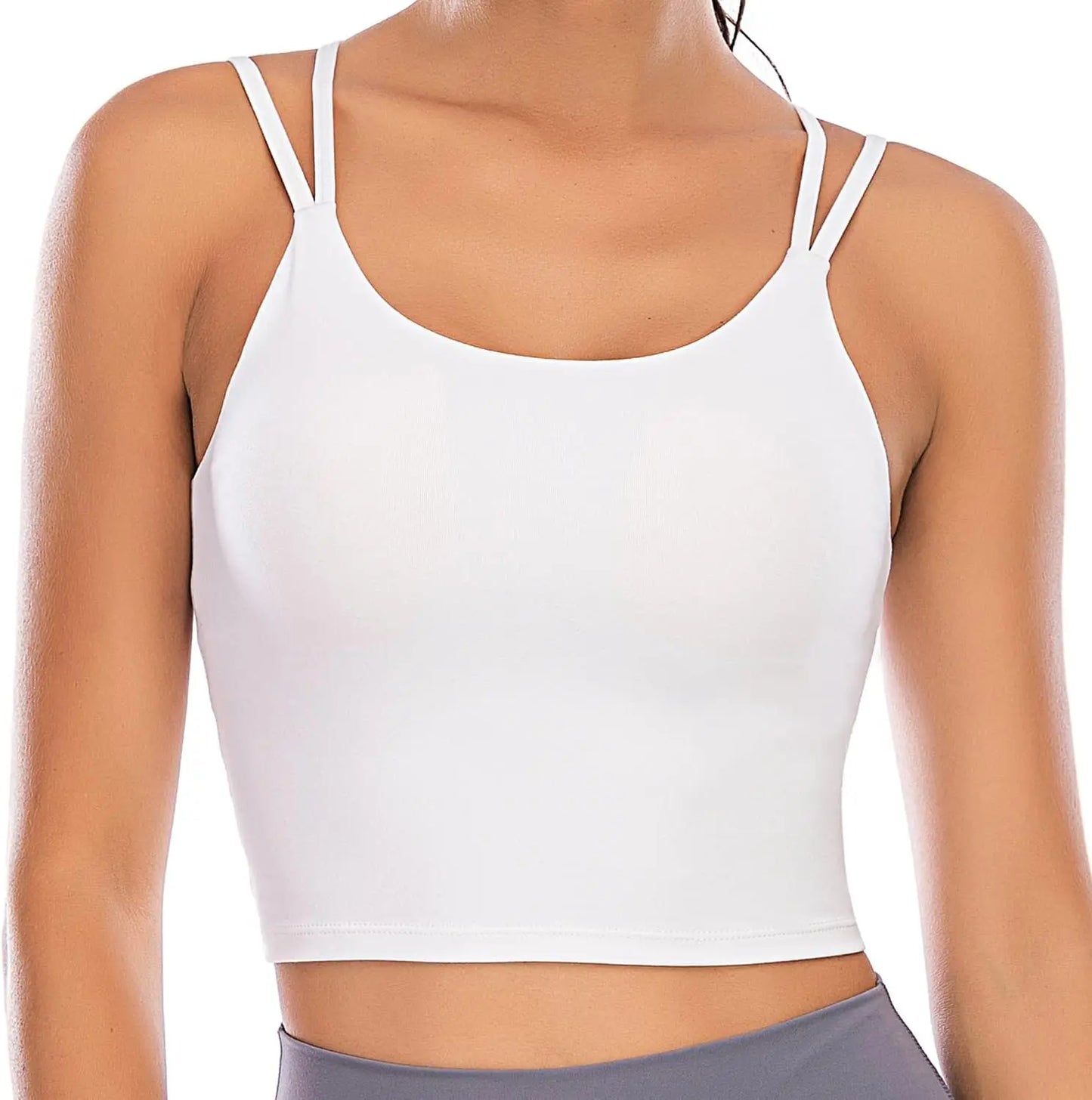 Womens Padded Sports Bra Fitness Workout Running Camisole Crop Top with Built in Bra