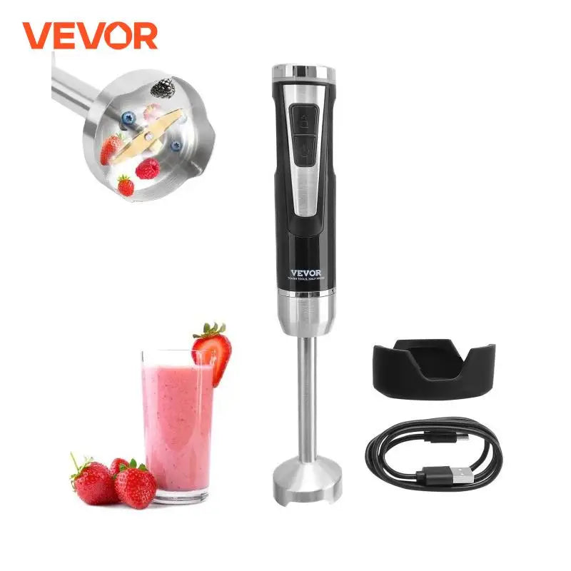 VEVOR 8/12 Speed Immersion Mini Portable Blender Handheld Mixer 200W 500W Cordless Recharge