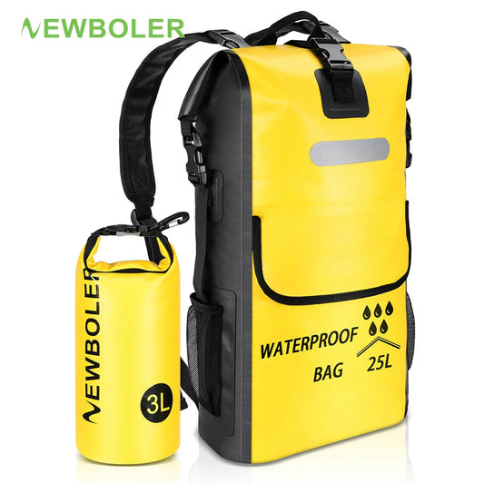 NEWBOLER 25L Waterproof Dry Bag Backpack for Kayaking, Boating Sailing Rafting Fishing Camping