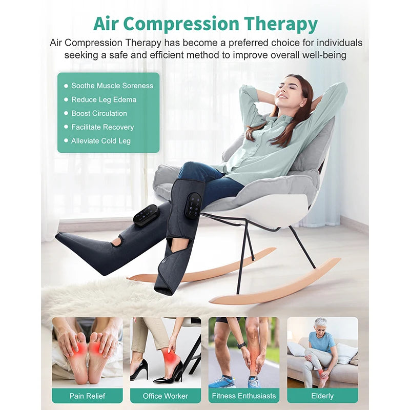 Medcursor Foot Air Pressure Leg Massager with Heat Promotes Blood Circulation Muscle Relaxation Portable Boots