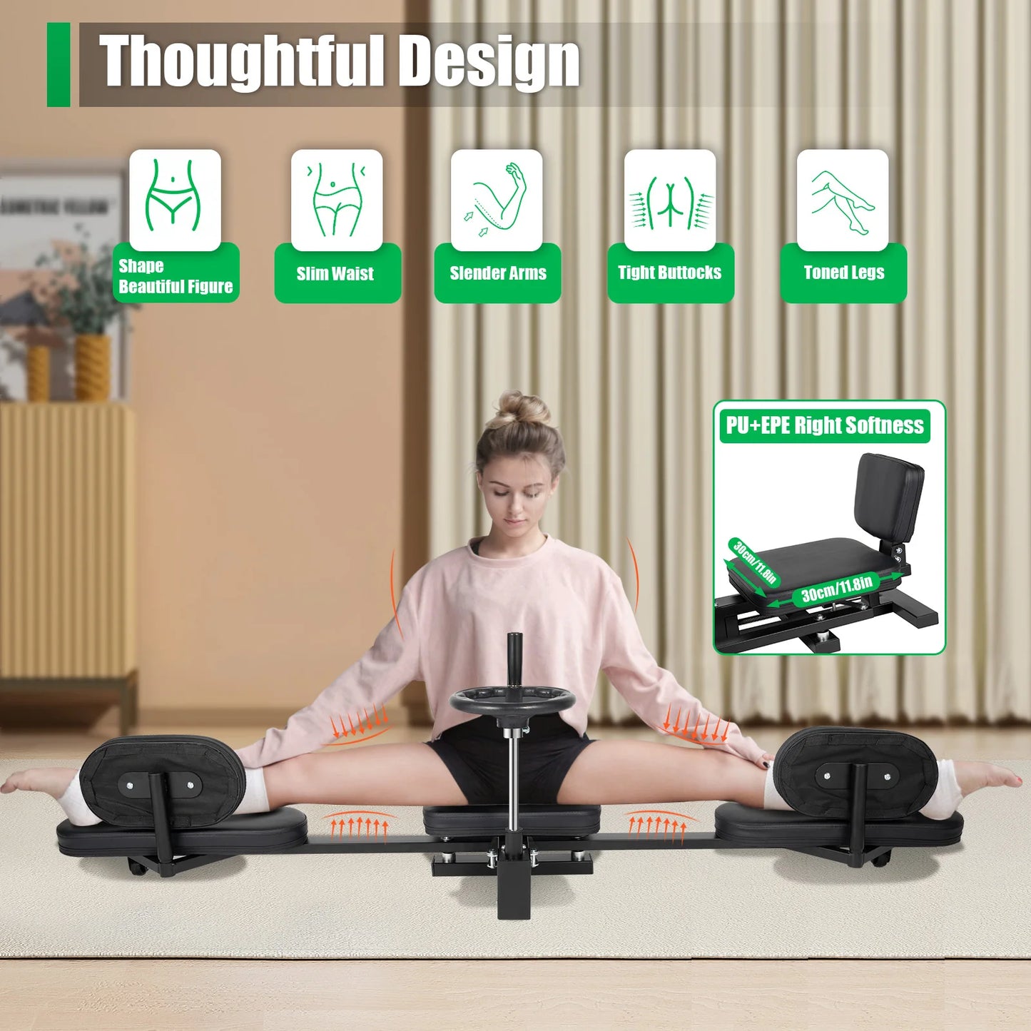 Woman Leg Stretcher Machine Gymnastics Yoga Crotch Ligament Splits Training Fitness Equipment W/Cushion