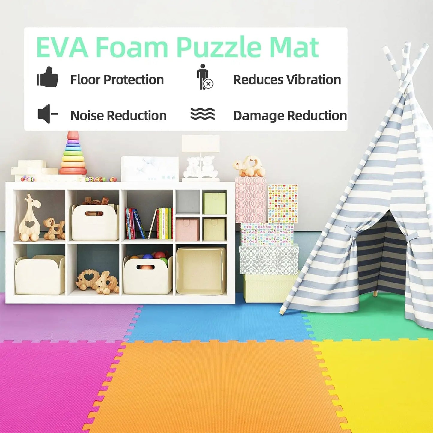 Puzzle Exercise Mat with EVA Foam Interlocking Tiles for MMA, Exercise, Gymnastics and Home Gym