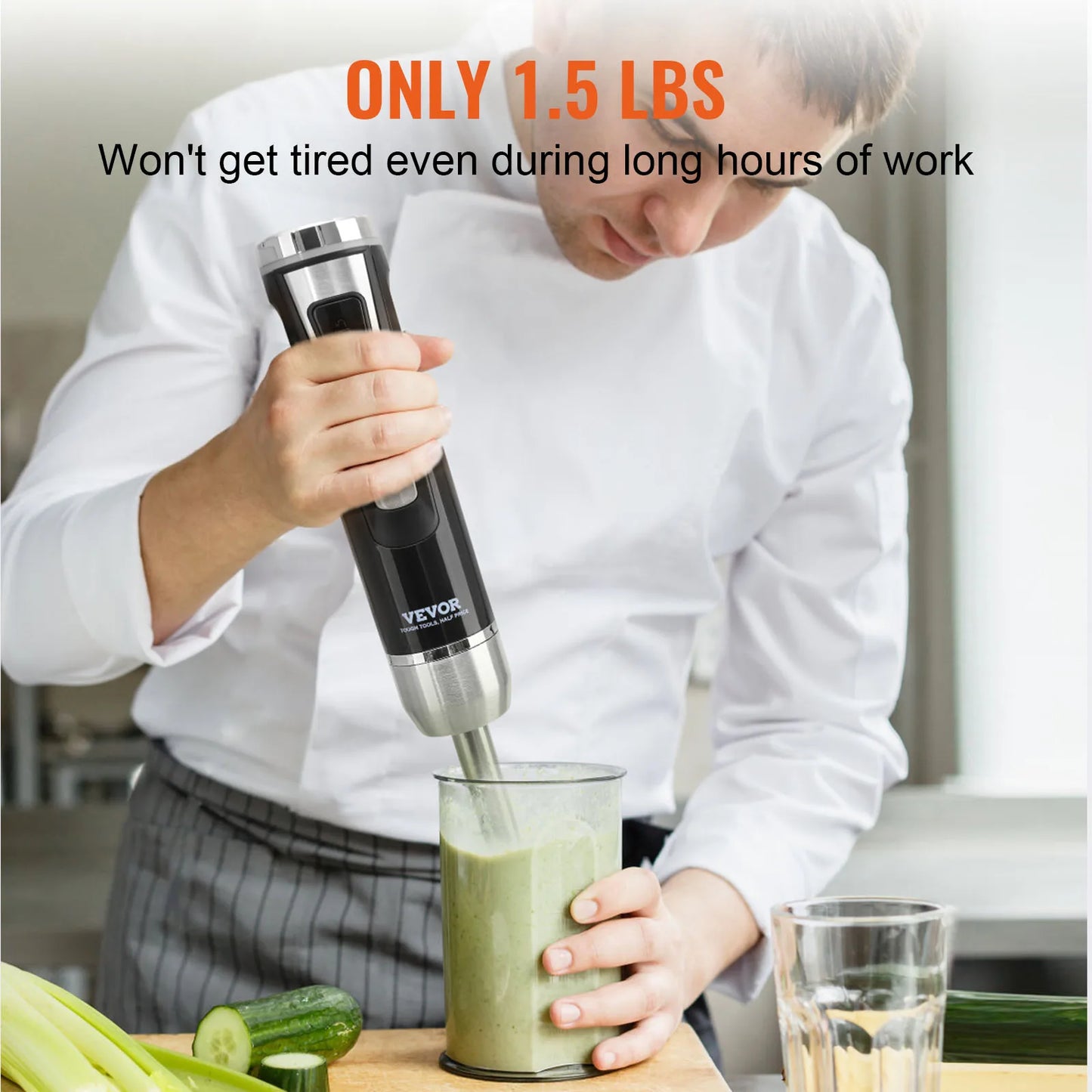 VEVOR 8/12 Speed Immersion Mini Portable Blender Handheld Mixer 200W 500W Cordless Recharge