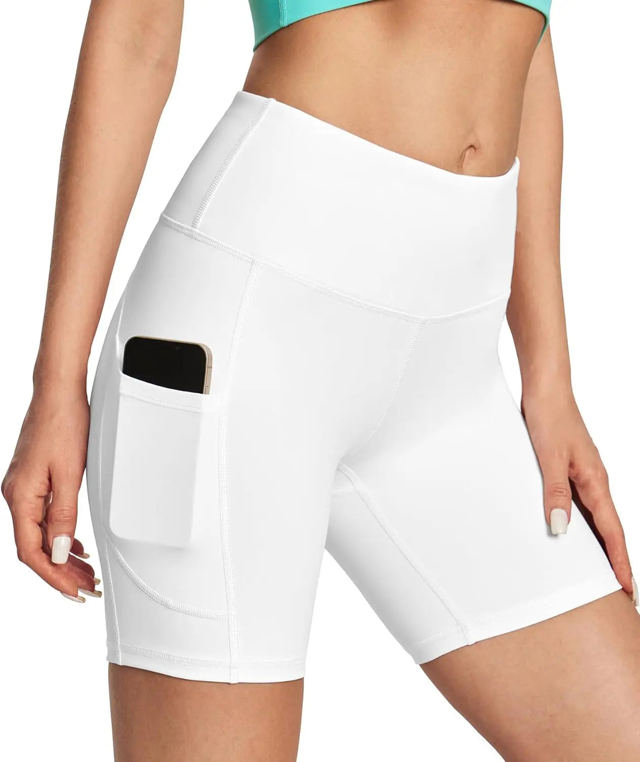 Workout Shorts Women with Pockets High Waisted Yoga Running Gym Spandex Compression Shorts