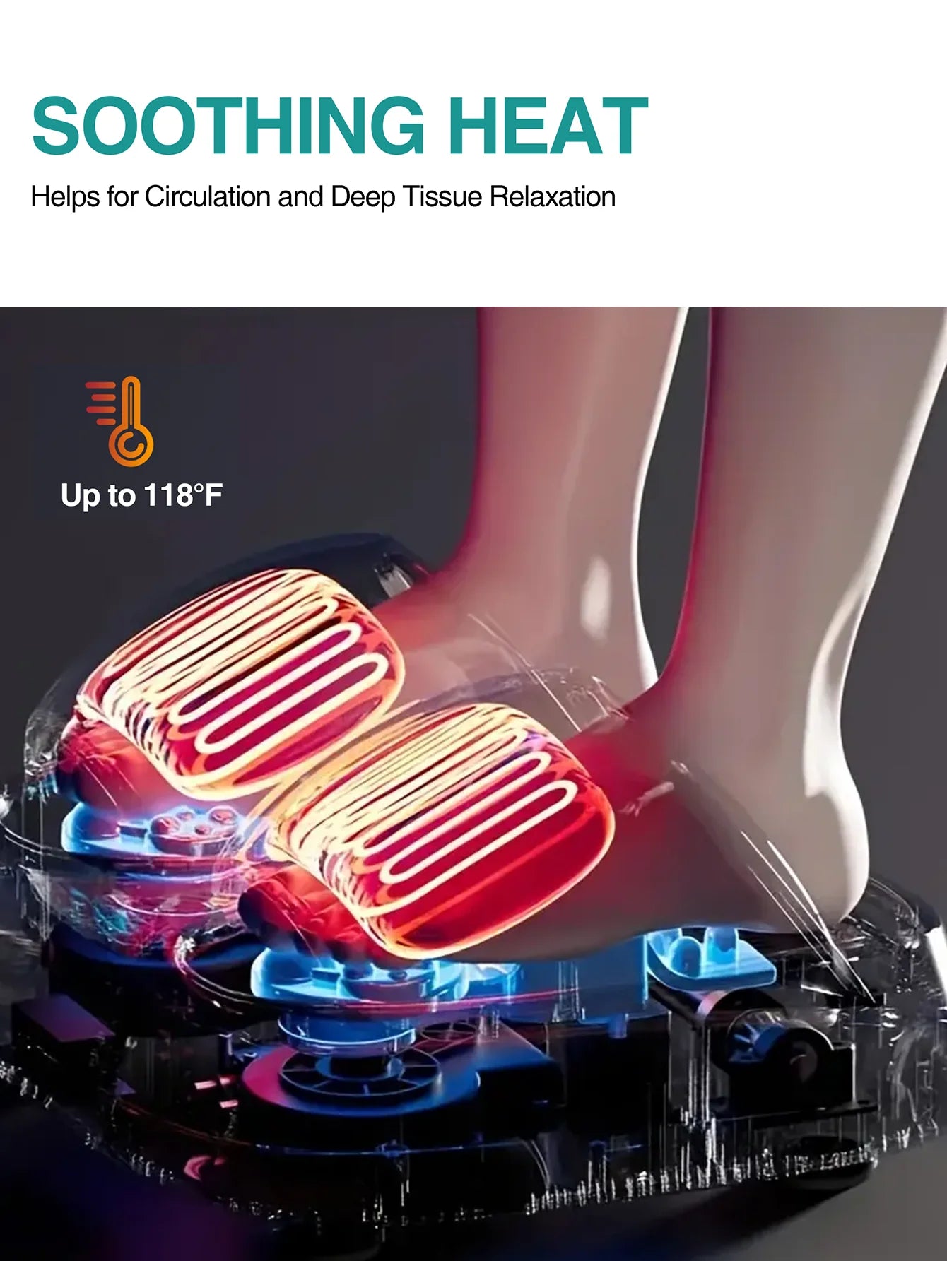 Finger Pressure Foot Massager, Hot Compress, Deep Kneading Therapy, Air Pressure, Vibration,