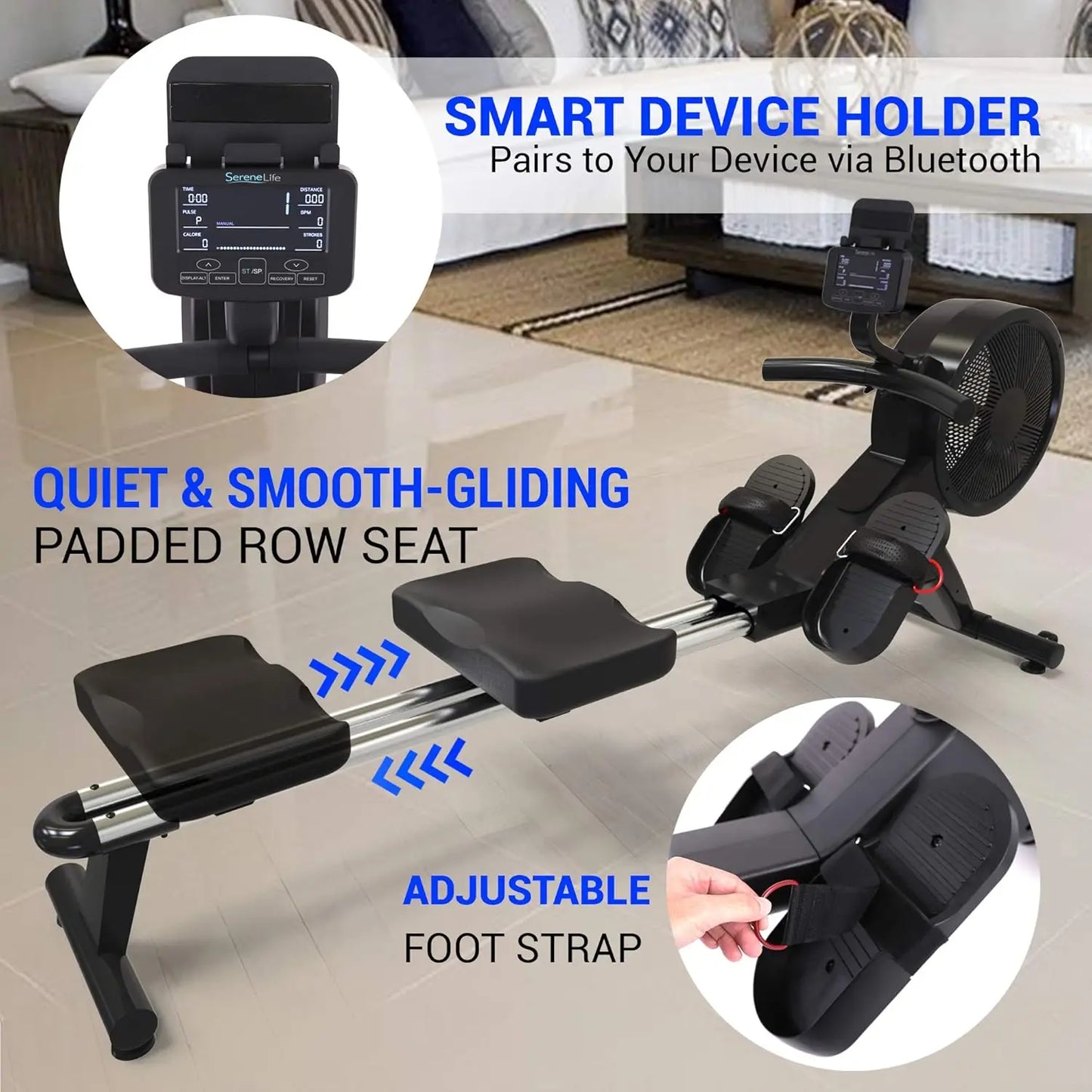 Smart Rowing Machine - For Home Gym with Fitness Monitoring App