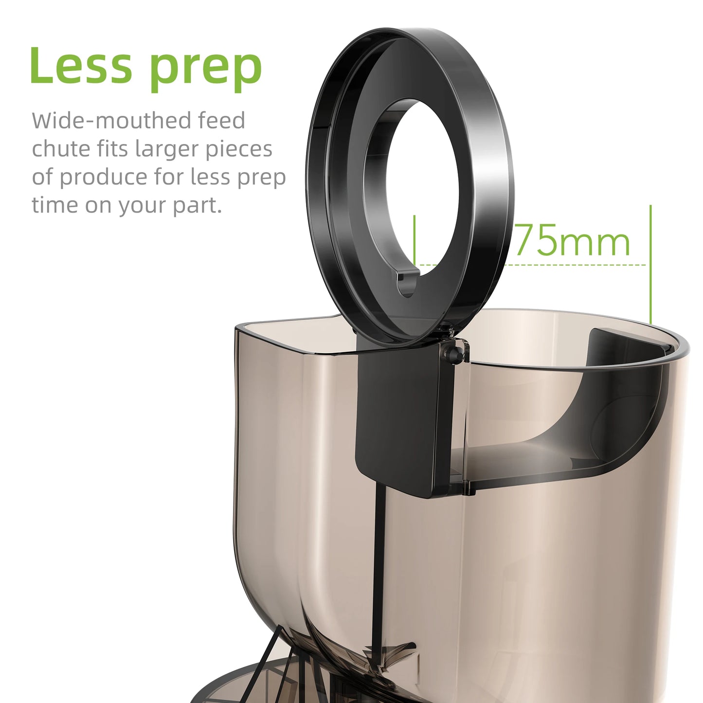 BioloMix Cold Press Juicer, 75mm Feed Chute, 200W 40-65RPM, Powerful Motor, Slow Masticating Fits Whole Fruits