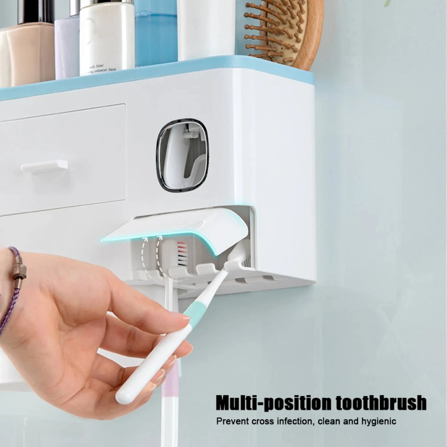 Hot/Adsorption Toothbrush Holder Automatic Toothpaste Dispenser Storage Rack Bathroom Accessories