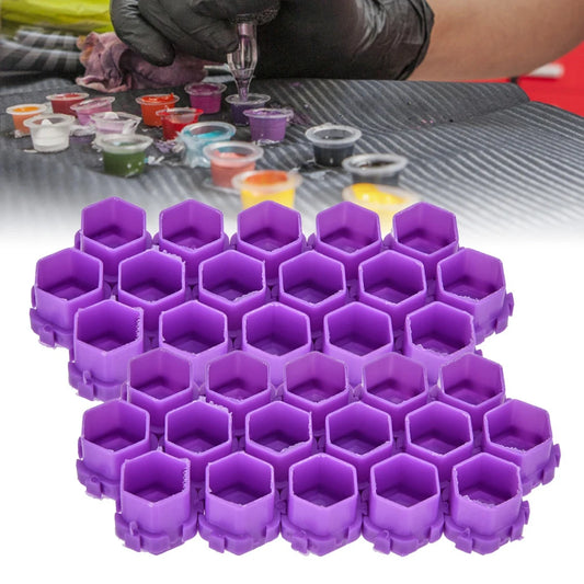 200Pcs Tattoo Ink Cups Honeycomb Shape Pigment Holder Permanent Makeup Supplies Purple