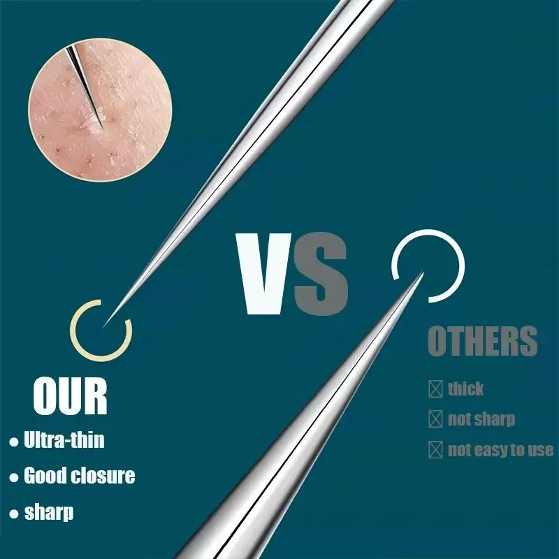 11Pcs Acne Needle Professional Tweezers Acne Remover Ultra-fine No. 5 Cell Pimples Blackhead Clip