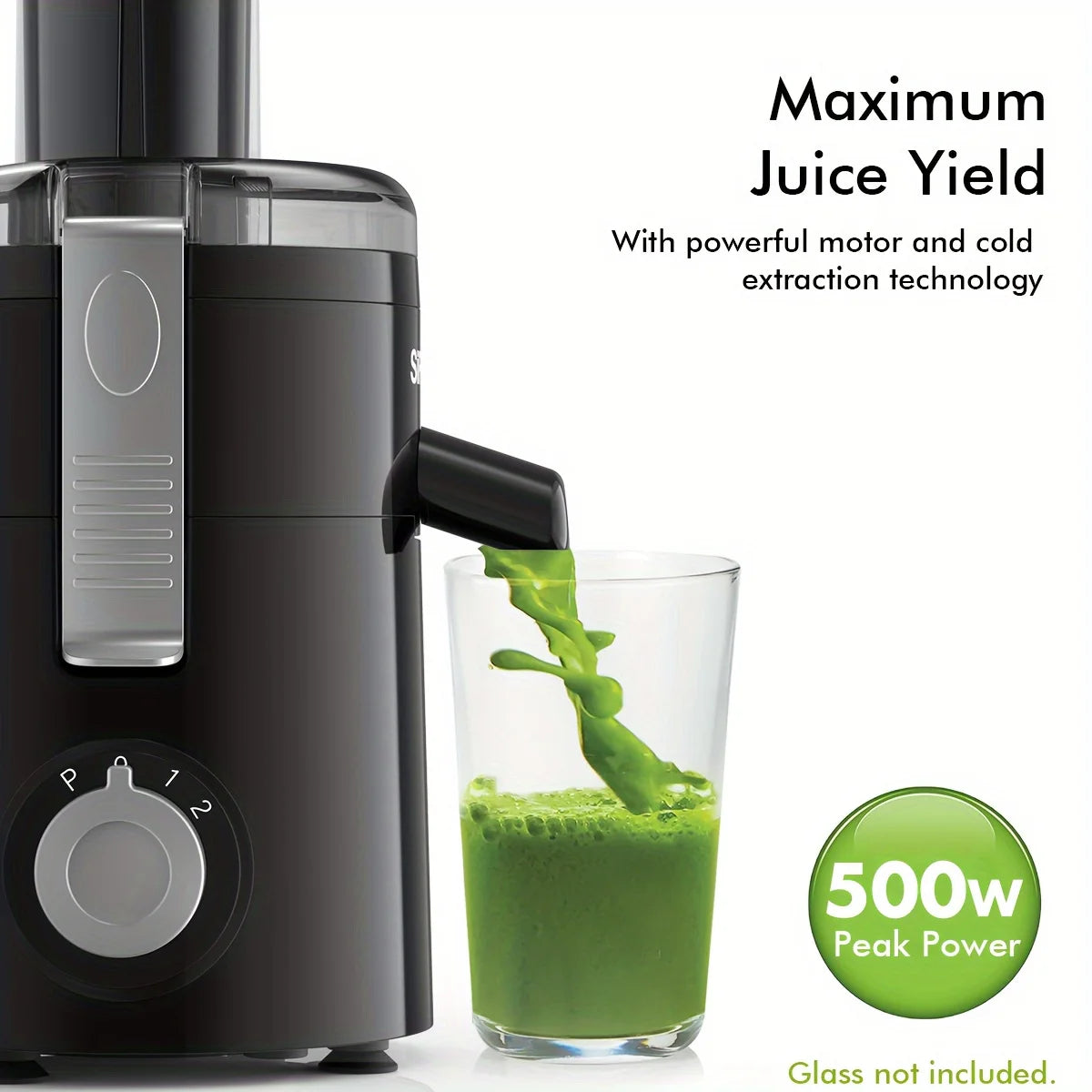 SiFENE Compact Centrifugal Juicer with 3-Speed Settings, Fast Juicer Machine, Easy to Clean, BPA Free, Black