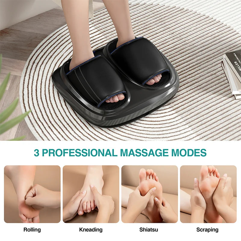 Finger Pressure Foot Massager, Hot Compress, Deep Kneading Therapy, Air Pressure, Vibration,