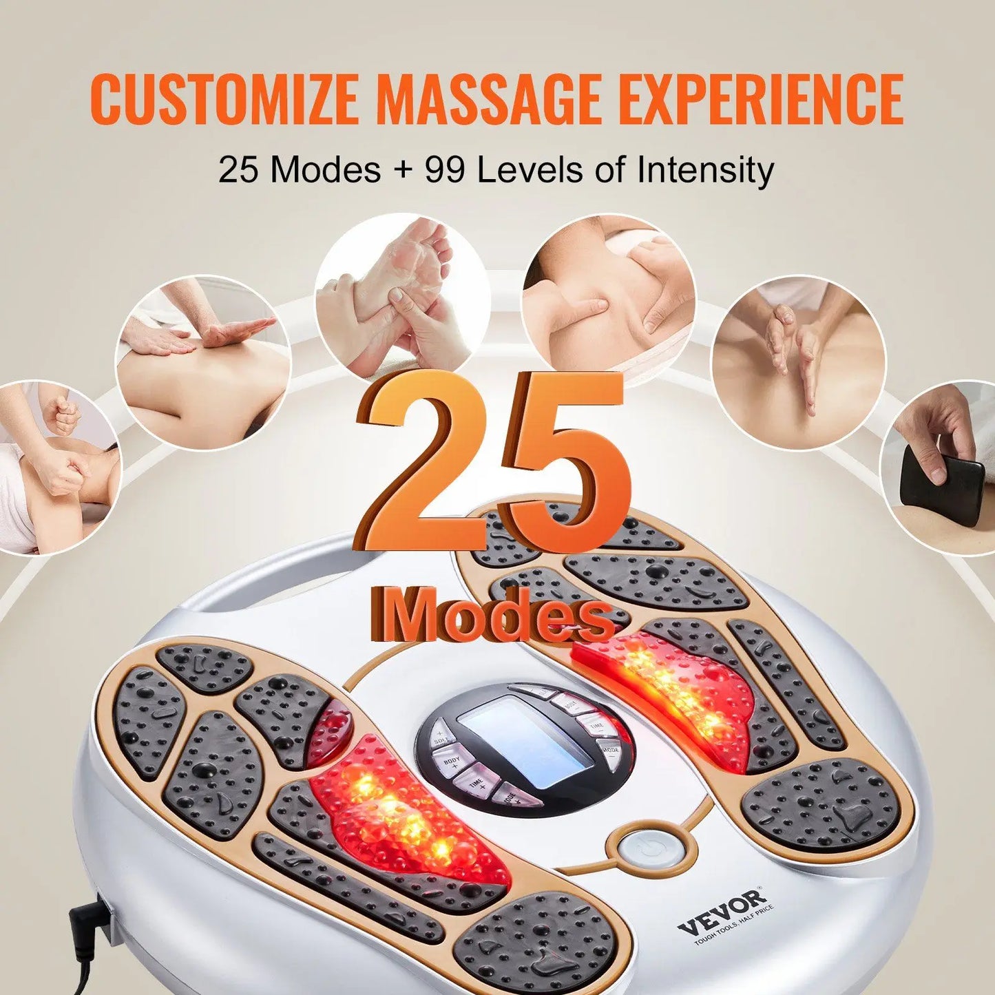 Foot Circulation Stimulator EMS & TENS Foot Massager, 25 Modes, 99 Intensity