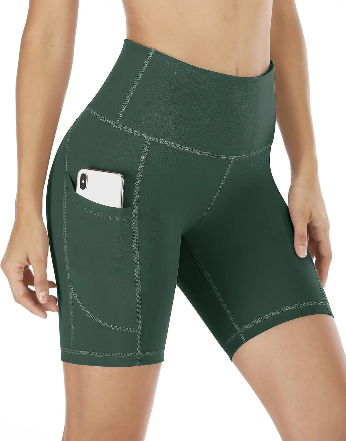 Workout Shorts Women with Pockets High Waisted Yoga Running Gym Spandex Compression Shorts