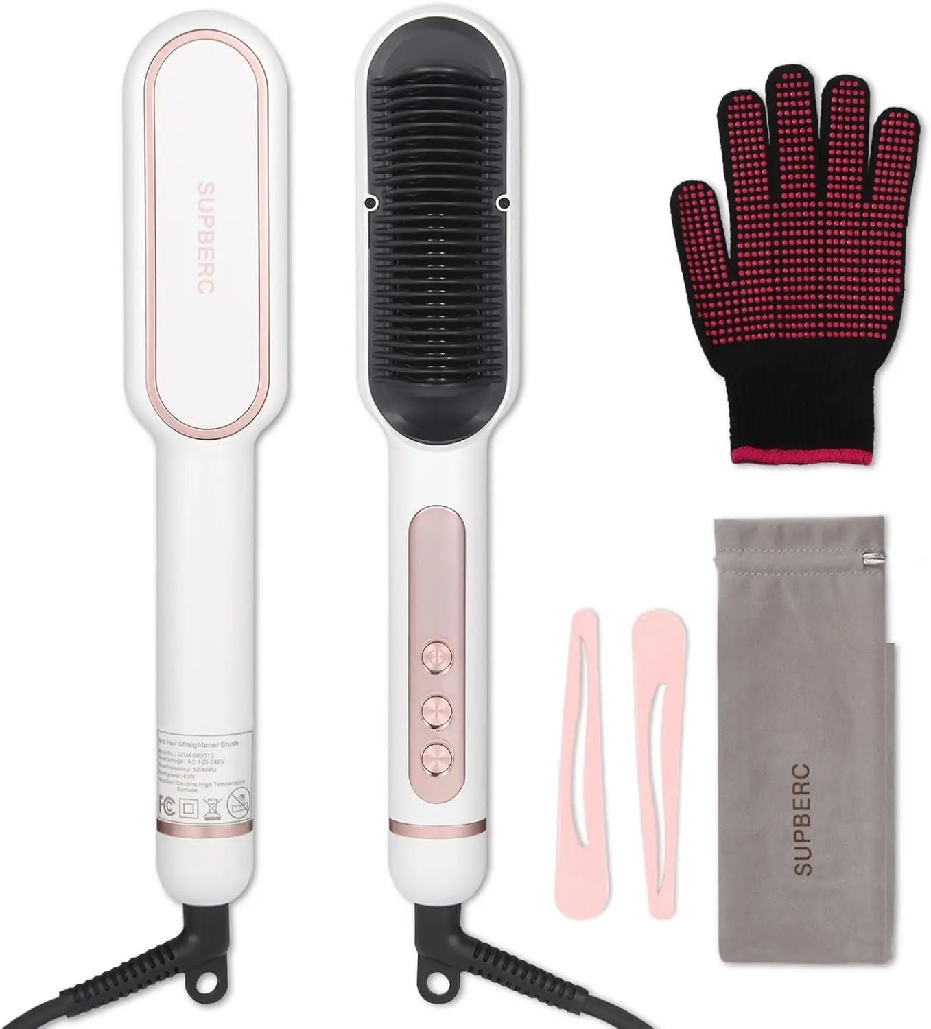 AP02 Negative Ionic Hair Straightener Brush for Women, Fast Heating, Anti-Scald & Auto-Shut Off