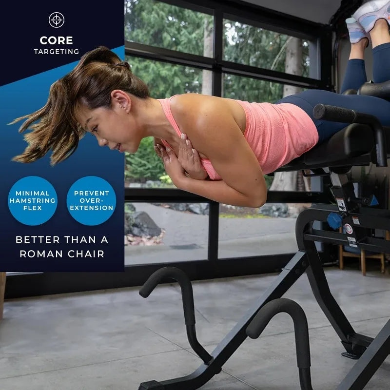 DEX II Inversion & Core Training; Decompression Hyperextension Bench for Ab, Back, & Core Strength