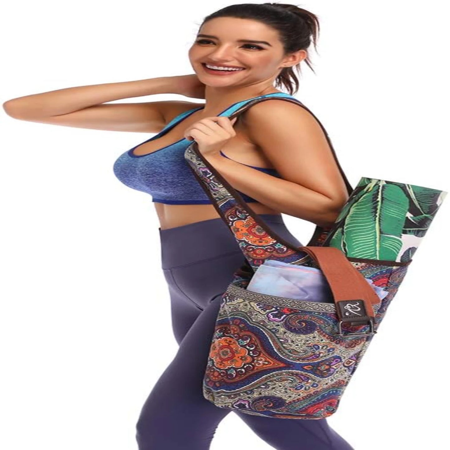 Women's Large Size Yoga Mat Bag with Convenient Zipper Pocket and Adjustable Strap - Stylish Yoga Carriers