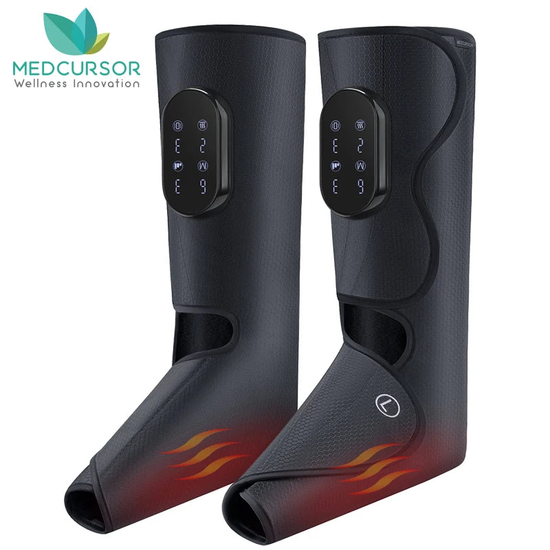 Medcursor Foot Air Pressure Leg Massager with Heat Promotes Blood Circulation Muscle Relaxation Portable Boots