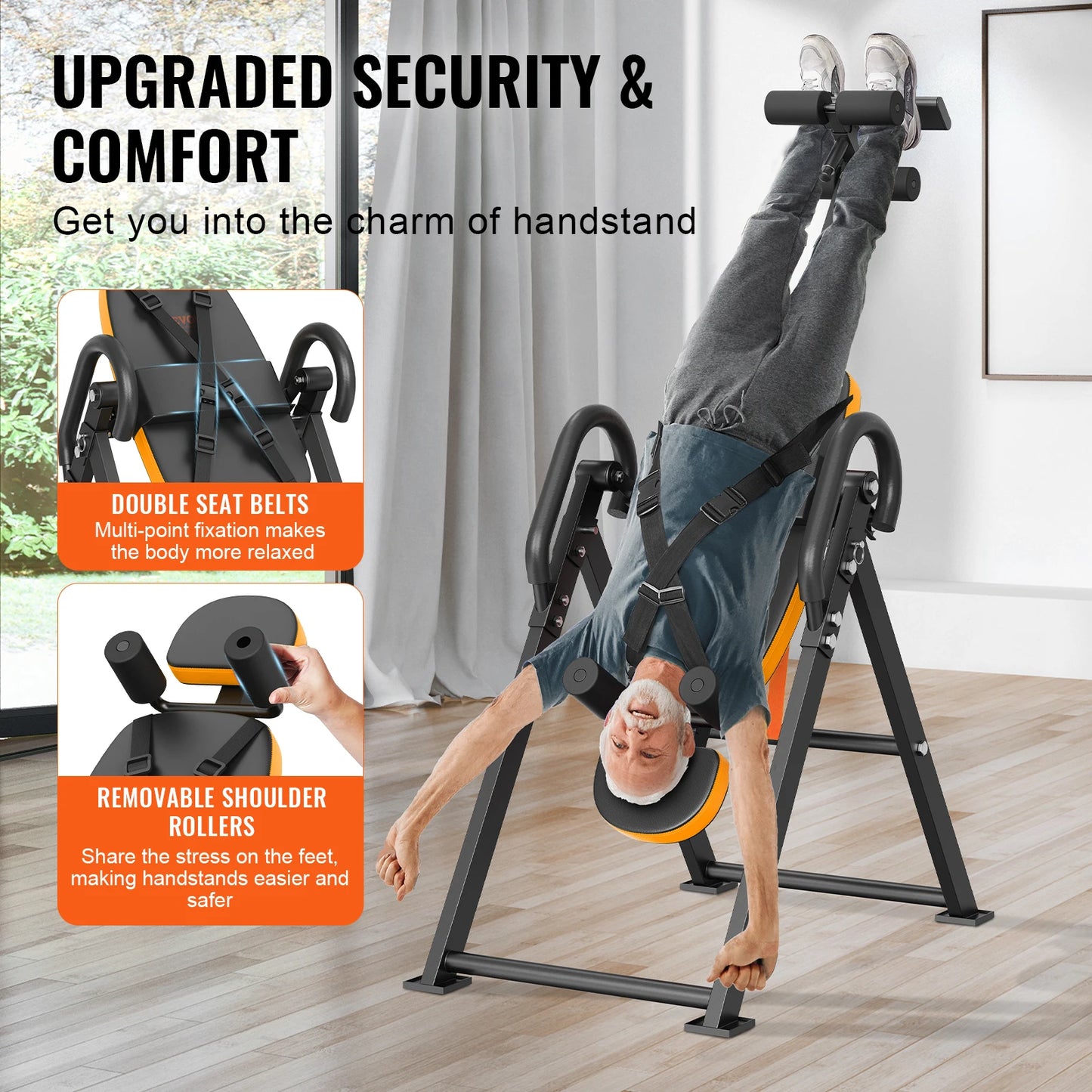 VEVOR Inversion Table Decompression Back Stretcher Equipment with Headrest Ankle Lock Adjustable Belt