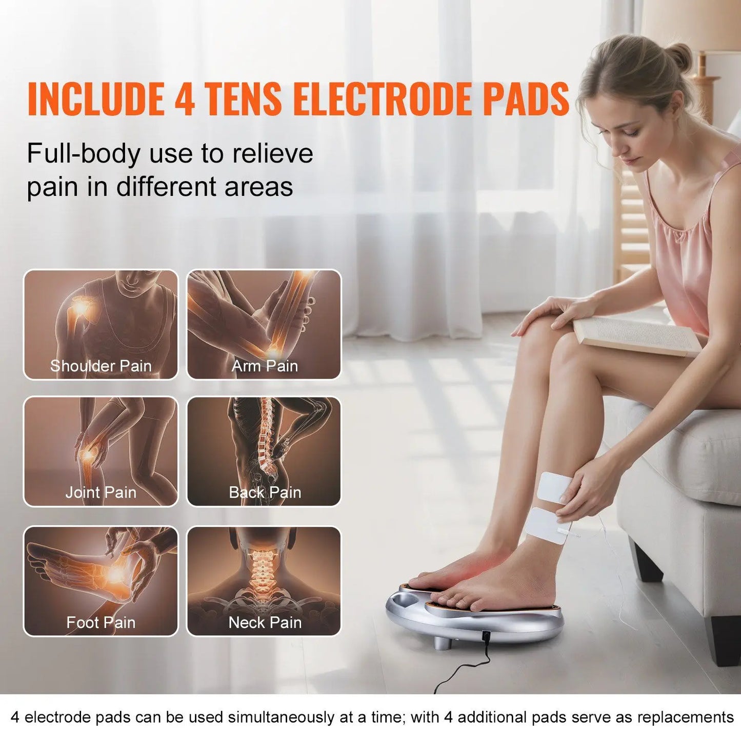 Foot Circulation Stimulator EMS & TENS Foot Massager, 25 Modes, 99 Intensity