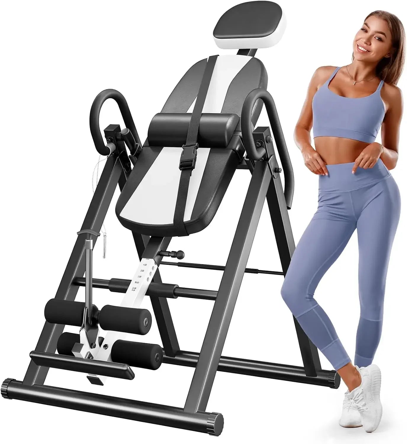 Gravity Heavy Duty Inversion Table with Headrest & Adjustable Protective Belt Back Stretcher Machine