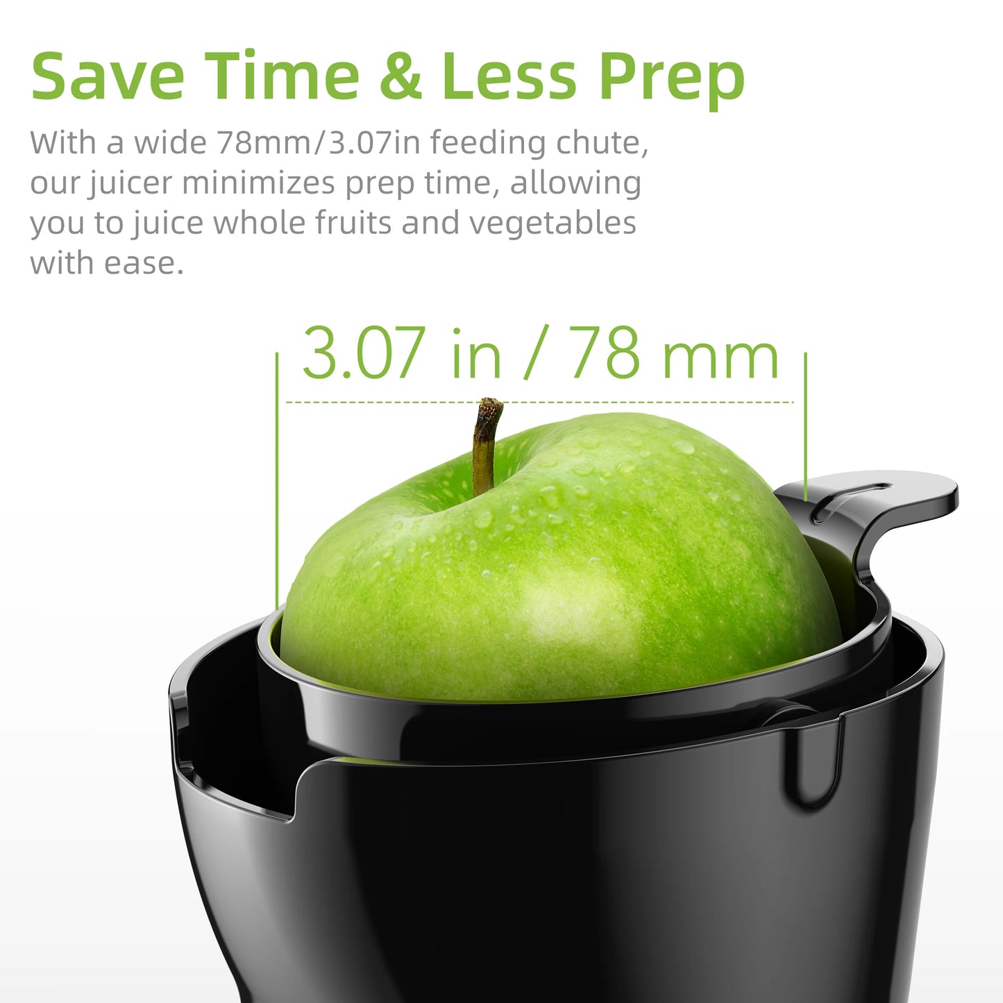 BioloMix Cold Press Juicer, 78mm Feed Chute, 200W 40-65RPM, Powerful Motor, Slow Masticating, Fits Whole Fruits