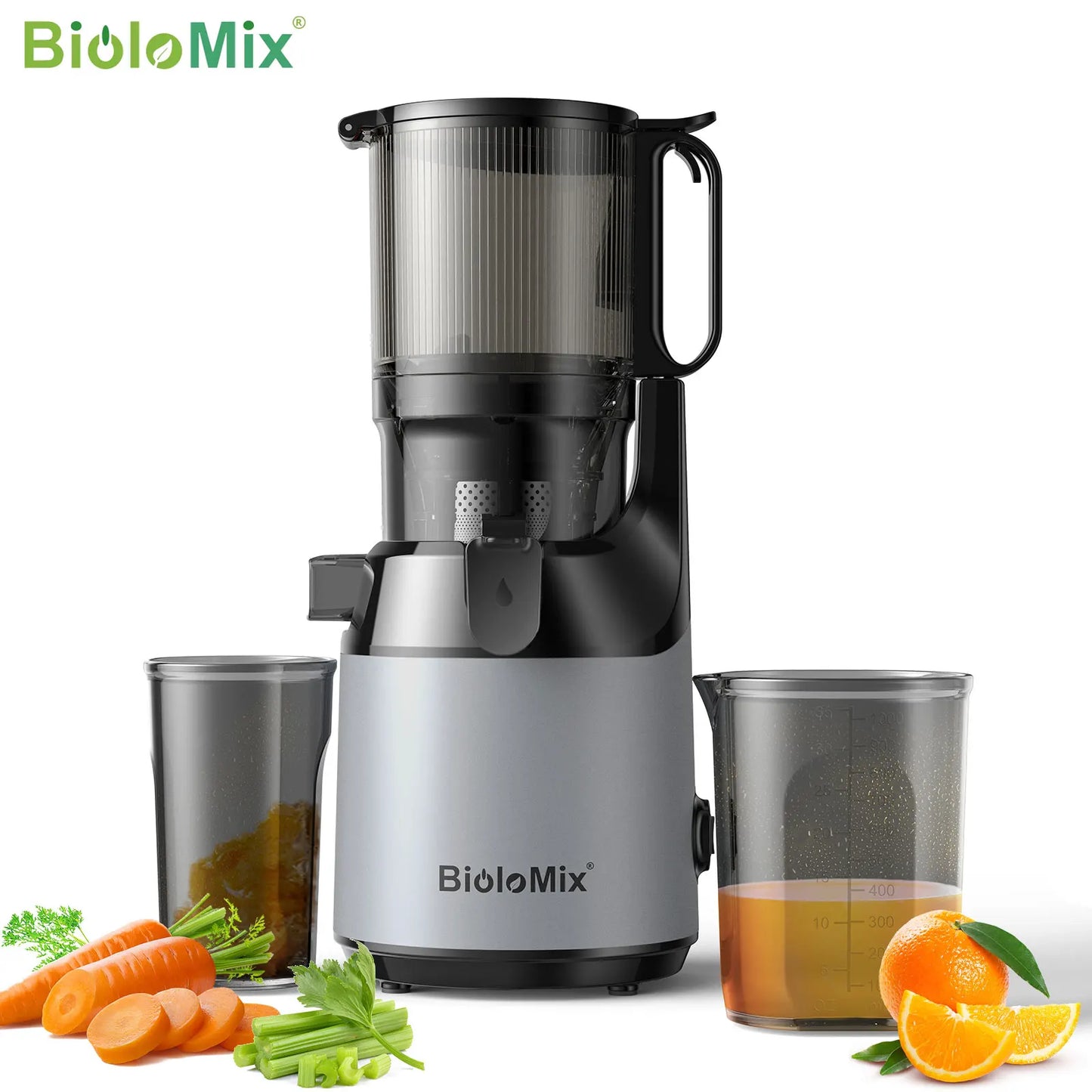 BioloMix Cold Press Juicer, with 130mm Feed Chute, High Juice Yield, BPA FREE Slow Masticating Juicer