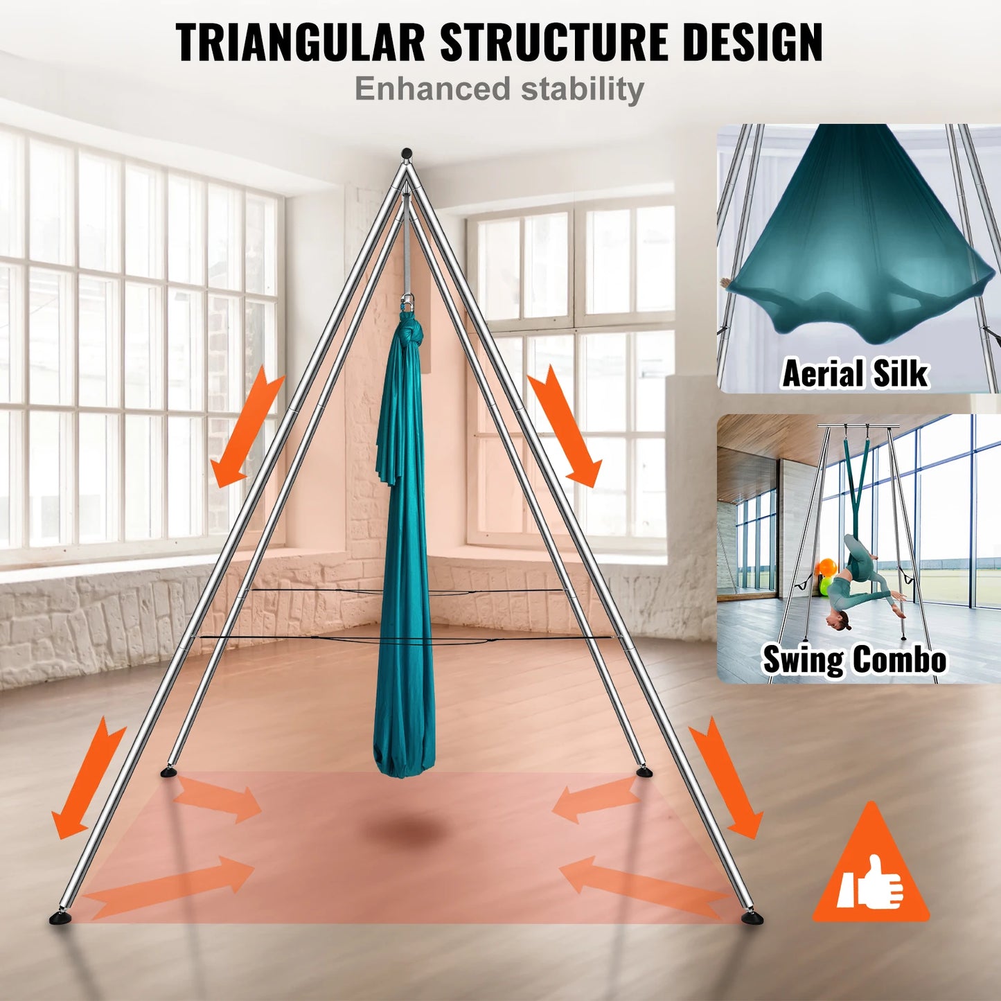 VEVOR Professional Aerial Yoga Frame & Hammock 9.67FT with 6.6 Yards Aerial Silks Max 551lbs