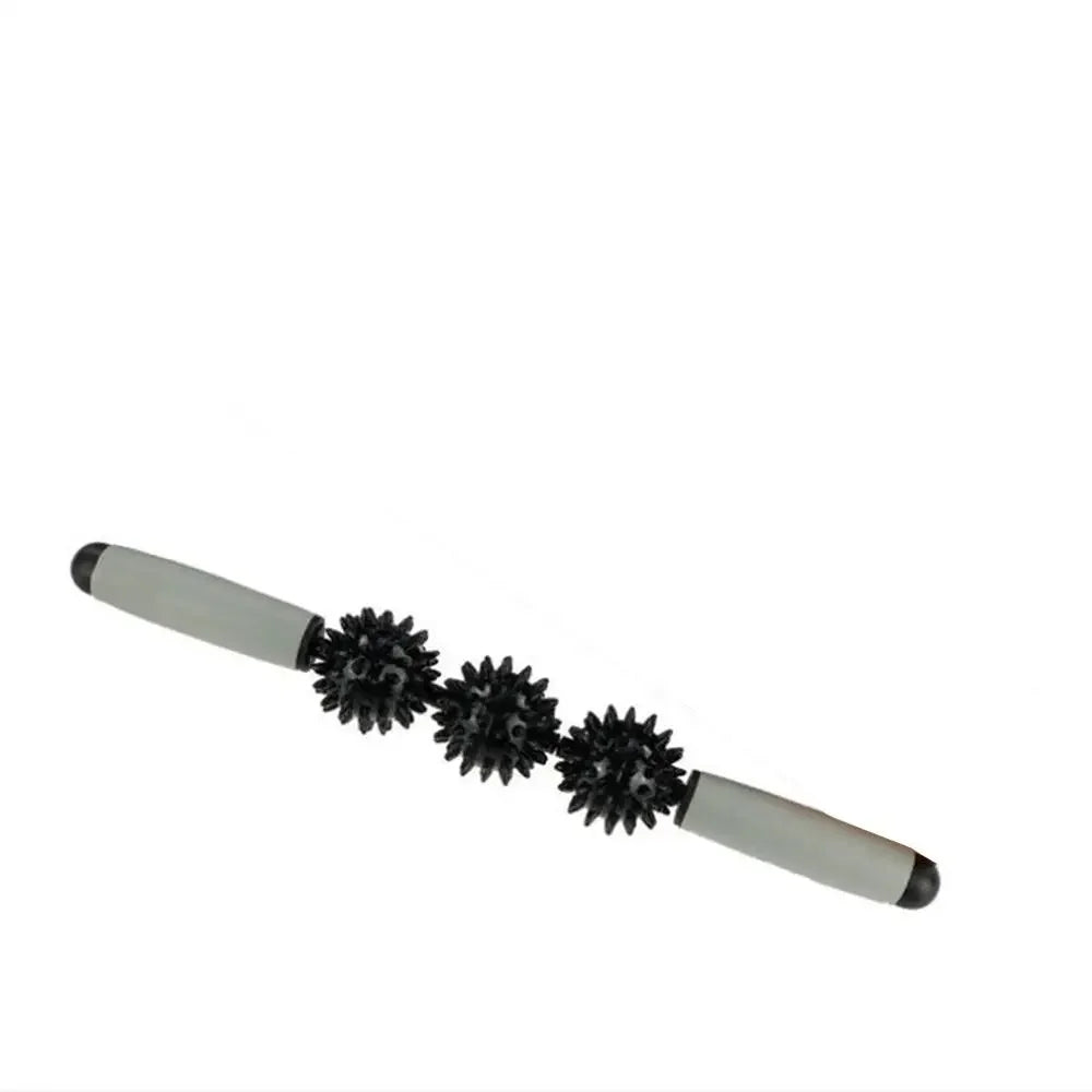 Spiky 3-Ball Massage Stick for Trigger Point, Facial Cellulite, Muscle Roller Yoga Fitness Legs Arm