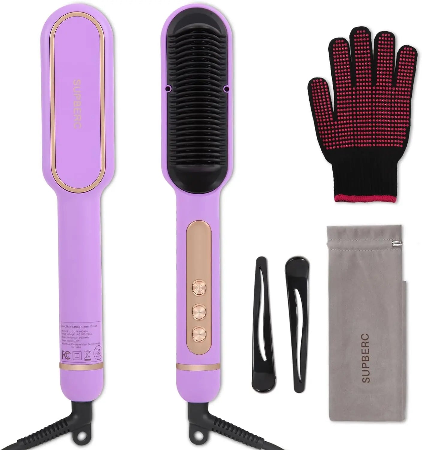 AP02 Negative Ionic Hair Straightener Brush for Women, Fast Heating, Anti-Scald & Auto-Shut Off