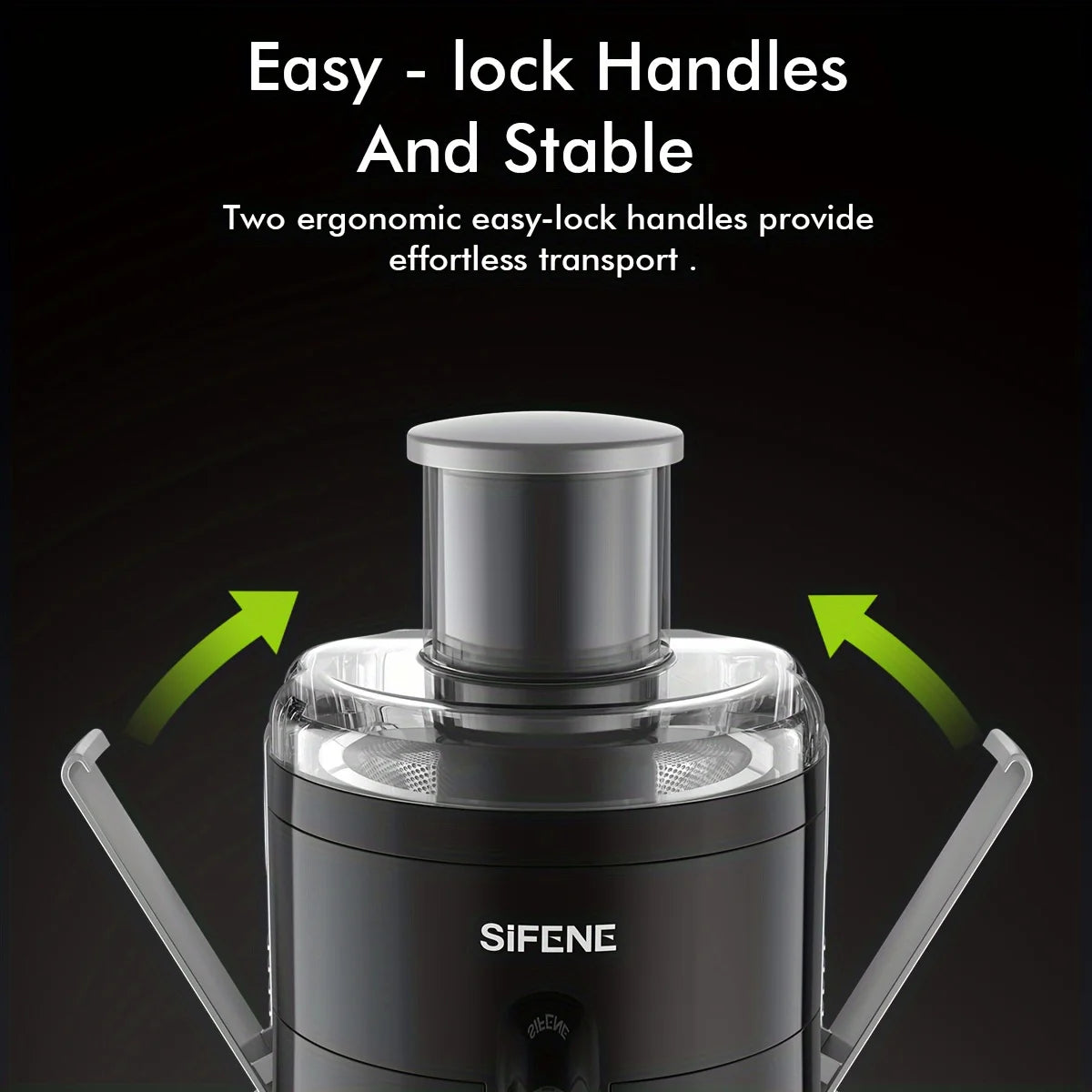 SiFENE Compact Centrifugal Juicer with 3-Speed Settings, Fast Juicer Machine, Easy to Clean, BPA Free, Black