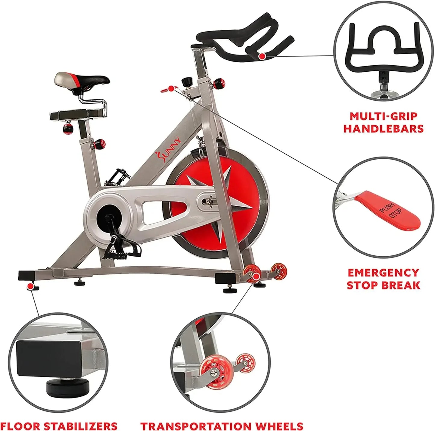 Pro Cycling Stationary Bike, 40 LB Flywheel & 4-Way Adjustable Seat for Indoor Cycle/Cardio Workout