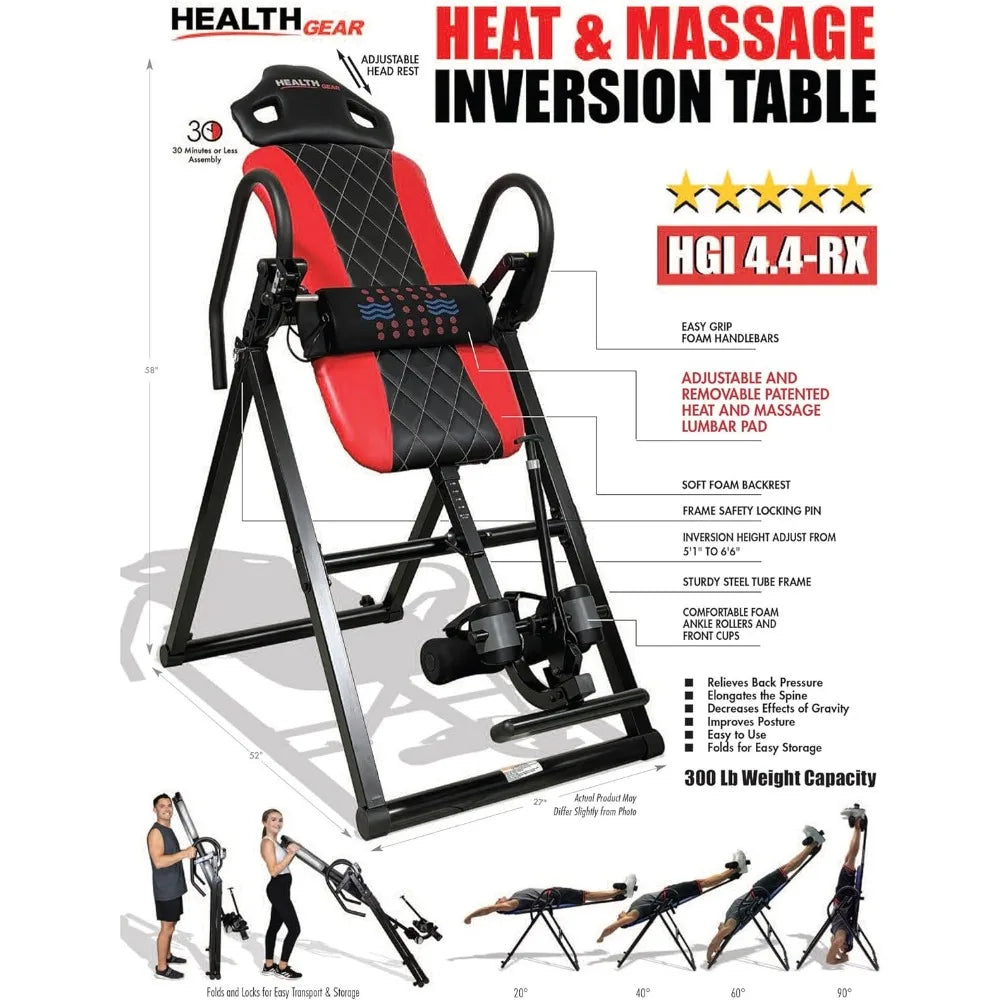 HGI 4.4 Advanced Heat & Vibration Massage Inversion Table with Patented Ankle Safety & Security System