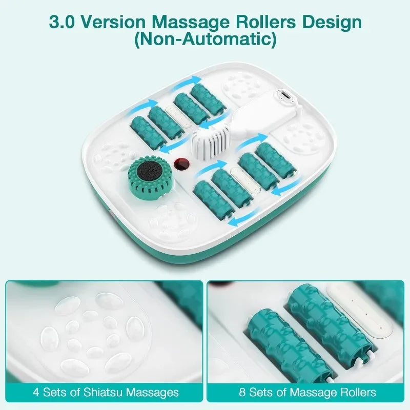 Bubble Foot Bath Massager with 8 Shiatsu Massage, Collapsible with Heat - FS01A