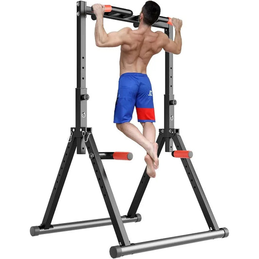 Foldable Power Tower Pull Up Bar Dip Station Adjustable Multifunctional Workout Station Gym Strength