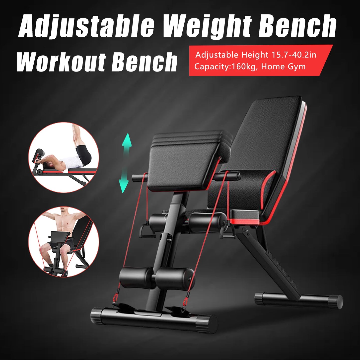 Adjustable Weight Bench Full Body Workout Foldable Incline Decline Workout Bench for Home Gym