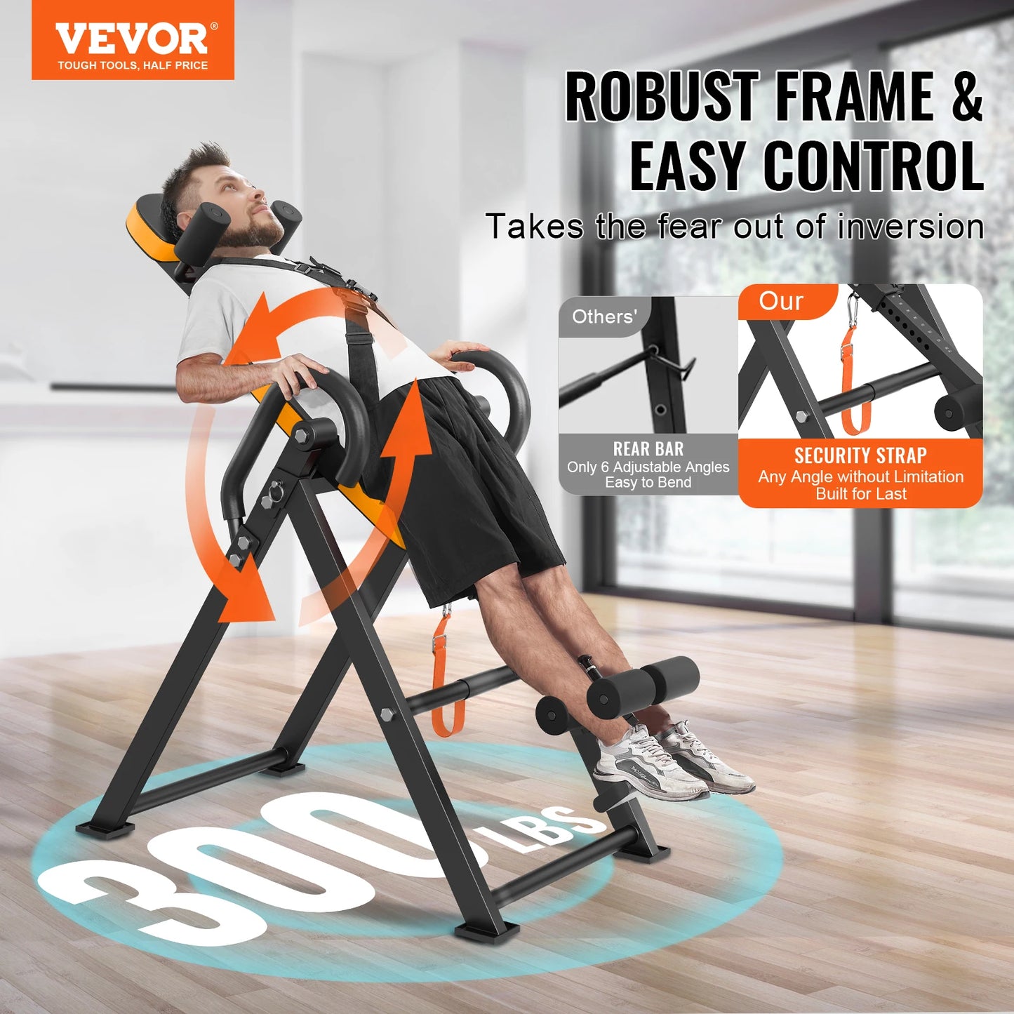 VEVOR Inversion Table Decompression Back Stretcher Equipment with Headrest Ankle Lock Adjustable Belt