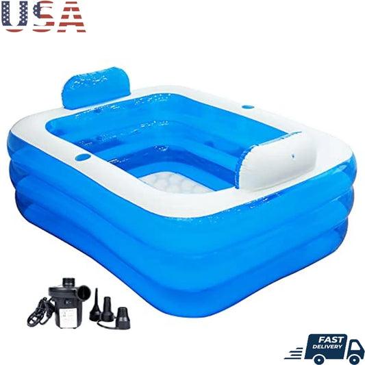 Inflatable Adult Bath Tub 2 Person With Foldable Portable Feature Indoor and Outdoor Spa 160*120*60CM